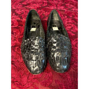 Men’s Italian Moreschi Black Luxury Leather Woven Loafers Size 11 US